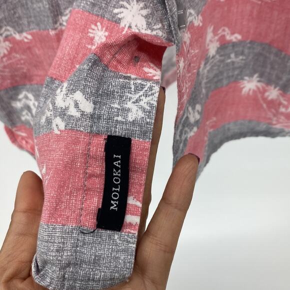 MOLOKAI Hawaiian Shirt Button Down Short Sleeve Striped vacation size XL - Picture 7 of 8